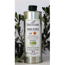 Huile d'olive DOUCE VIERGE EXTRA (fruité vert) Bio et AOP de la vallée des Baux de Provence